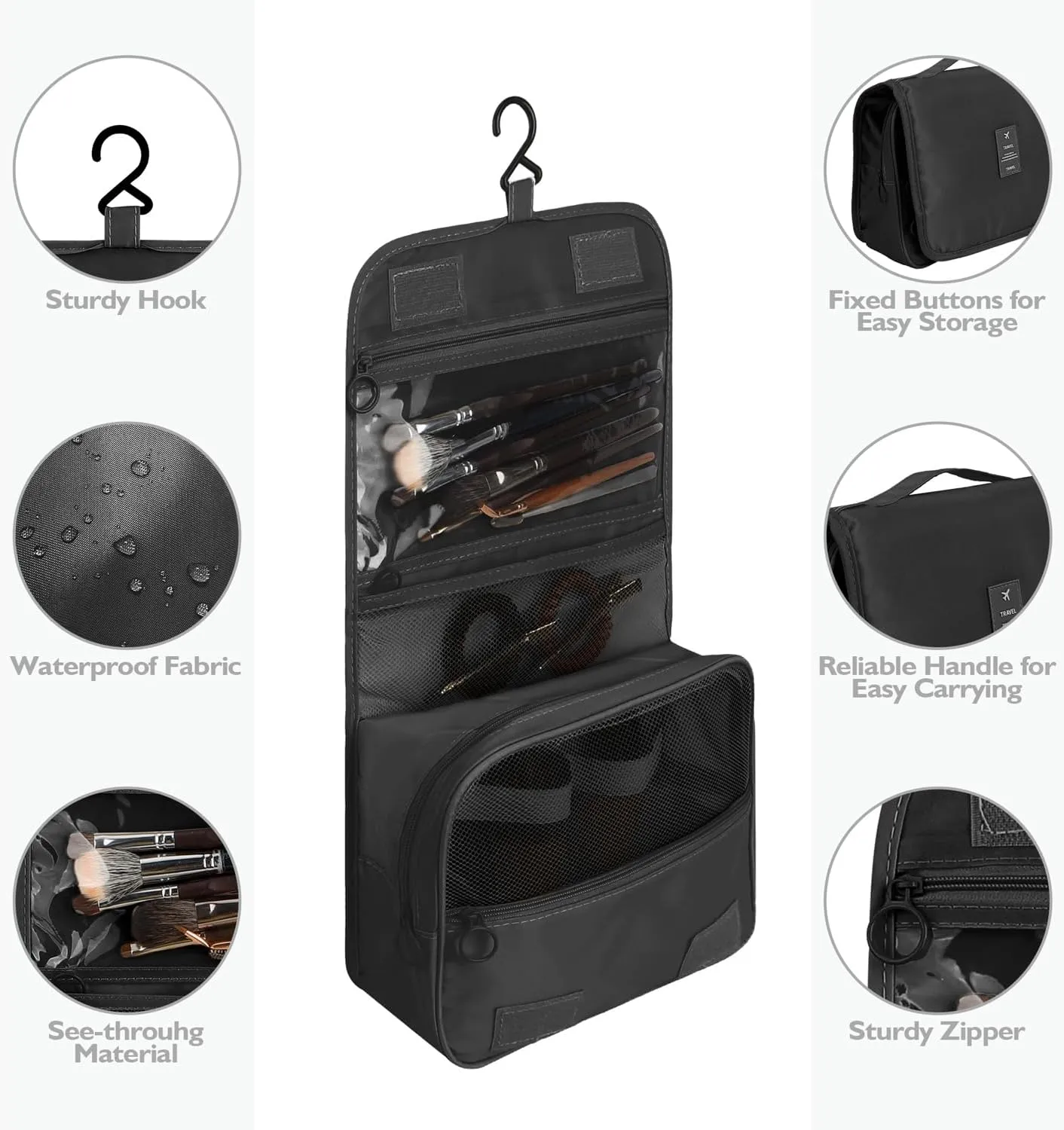 10 Set Packing Cubes for Travel - Black Suitcase Organizer With Toiletry Bag, Mesh Breathable Luggage Organizer Bags, Travel Essentials for Women Accessories