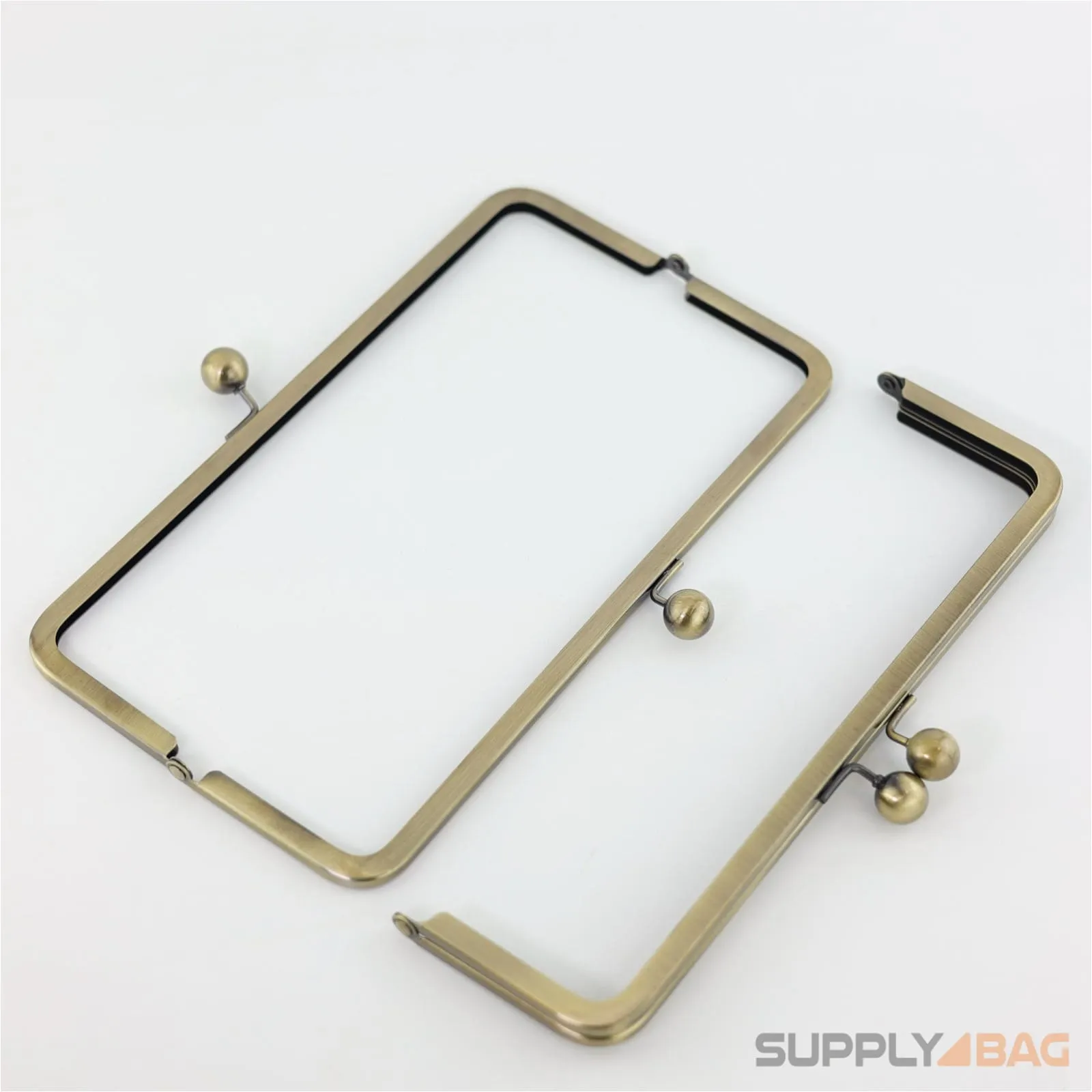 10 x 3 inch - Antique Brass Large Kisslock Metal Clutch Frame