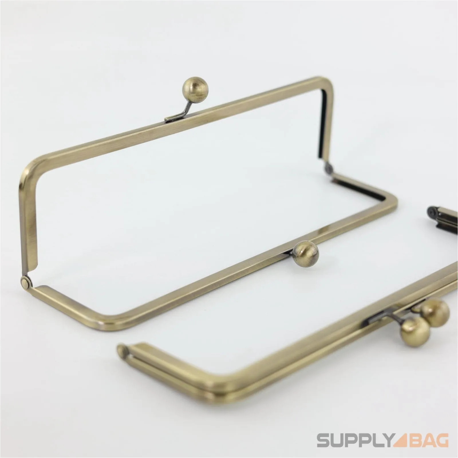10 x 3 inch - Antique Brass Large Kisslock Metal Clutch Frame