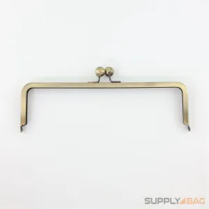 10 x 3 inch - Antique Brass Large Kisslock Metal Clutch Frame
