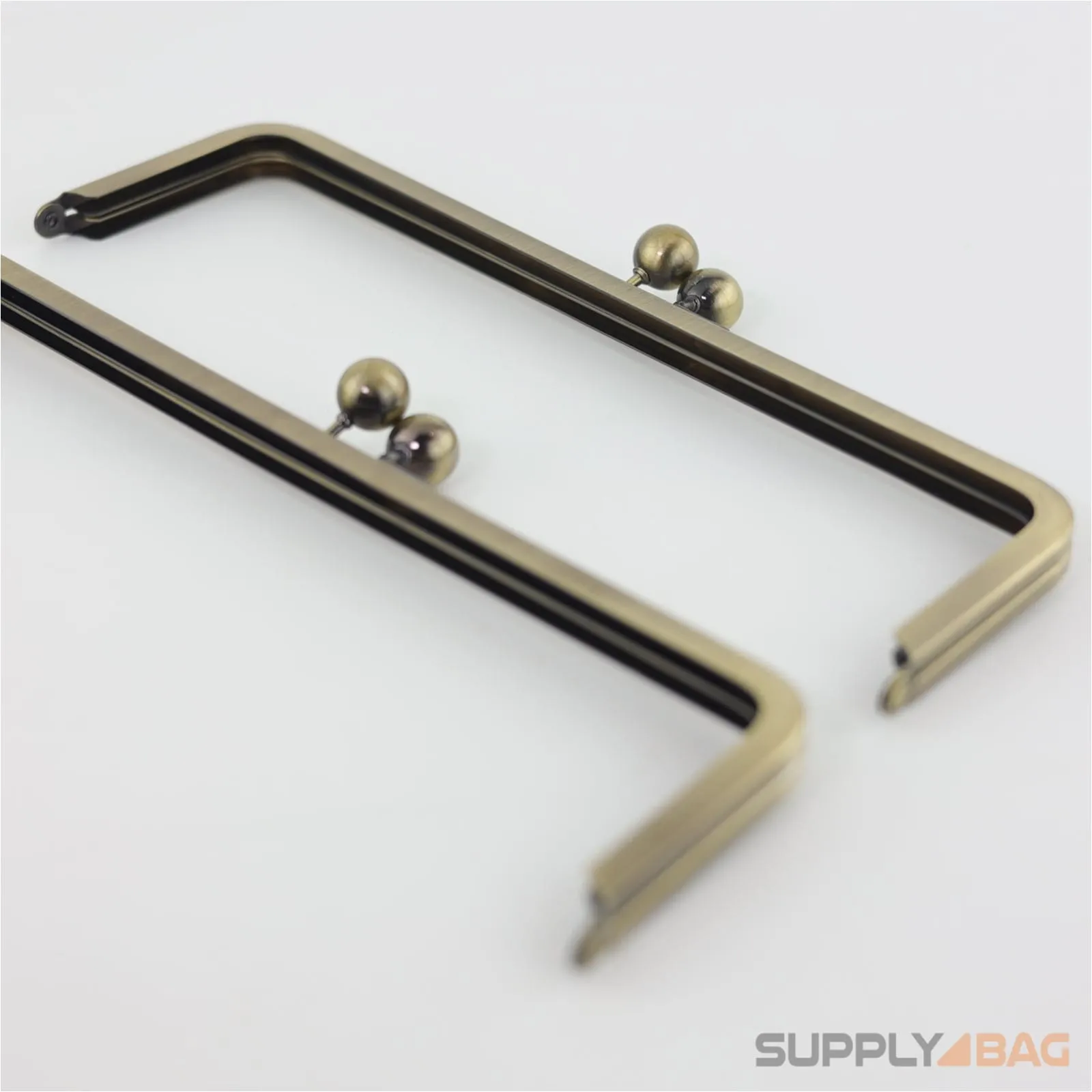 10 x 3 inch - Antique Brass Large Kisslock Metal Clutch Frame