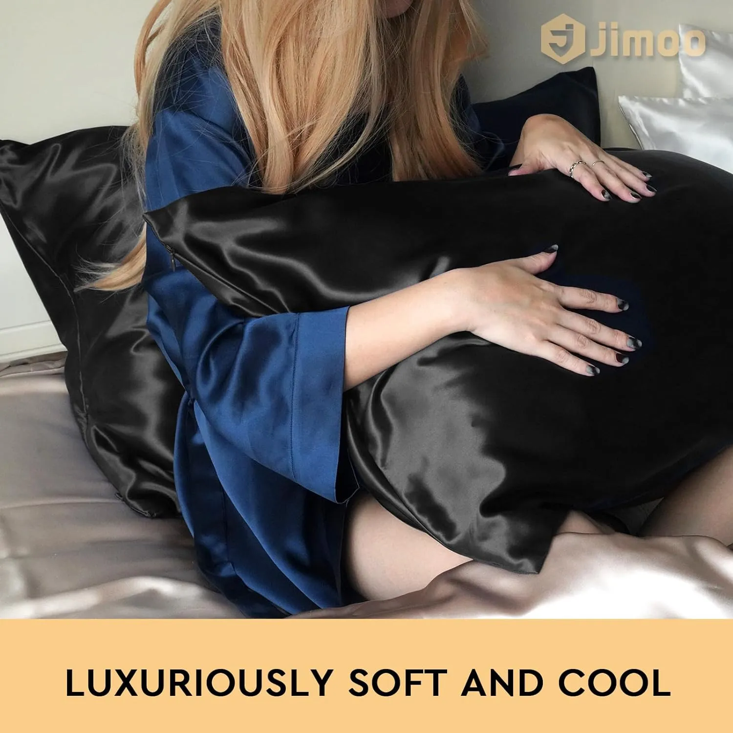 100% Mulberry Silk Pillowcase for Hair and Skin, 22 Momme Pure Natural Silk Pillow Case Both Sided with Zipper, Pillow Cover for Women Mom Men (Black, Standard 20''×26'')