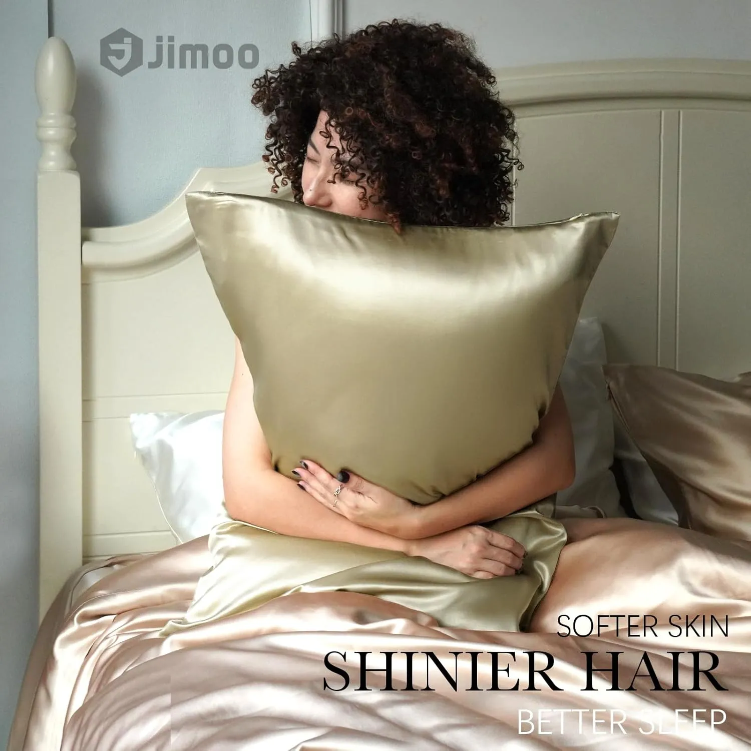 100% Mulberry Silk Pillowcase for Hair and Skin, 22 Momme Pure Natural Silk Pillow Case Both Sided with Zipper, Pillow Cover for Women Mom Men (Champagne, Standard 20''×26'')