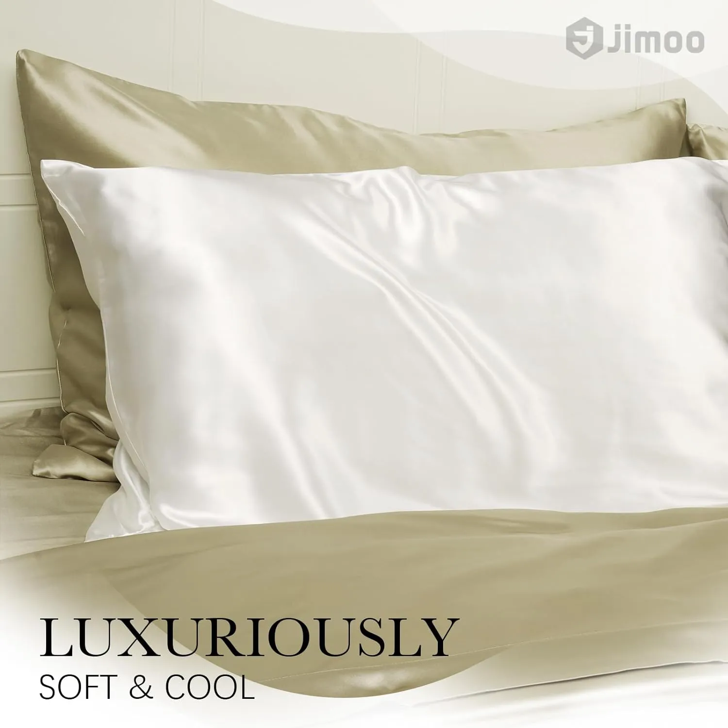 100% Mulberry Silk Pillowcase for Hair and Skin, 22 Momme Pure Natural Silk Pillow Case Both Sided with Zipper, Pillow Cover for Women Mom Men (Champagne, Standard 20''×26'')