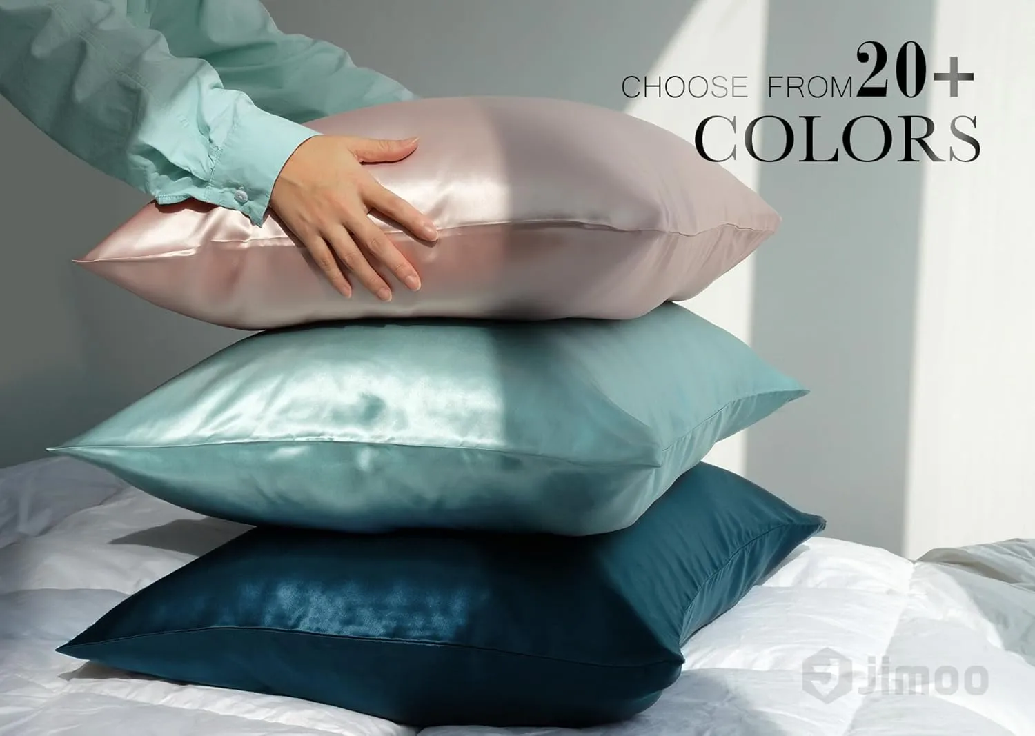 100% Mulberry Silk Pillowcase for Hair and Skin, 22 Momme Pure Natural Silk Pillow Case Both Sided with Zipper, Pillow Cover for Women Mom Men (Ivory White, Queen 20''×30'')