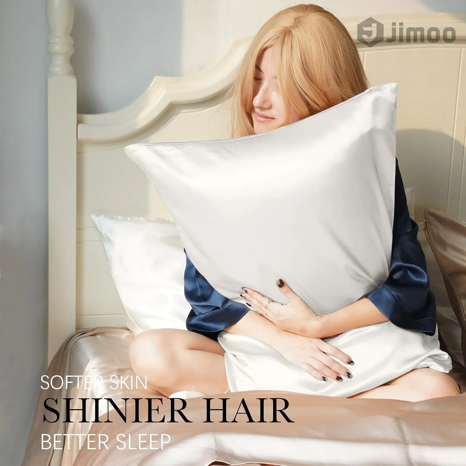 100% Mulberry Silk Pillowcase for Hair and Skin, 22 Momme Pure Natural Silk Pillow Case Both Sided with Zipper, Pillow Cover for Women Mom Men (Ivory White, Queen 20''×30'')