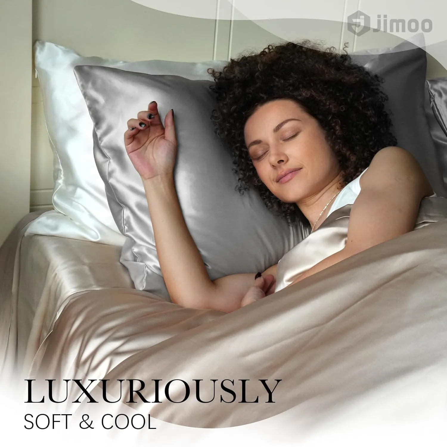 100% Mulberry Silk Pillowcase for Hair and Skin, 22 Momme Pure Natural Silk Pillow Case Both Sided with Zipper, Pillow Cover for Women Mom Men(Silver Grey, Standard 20''×26'')