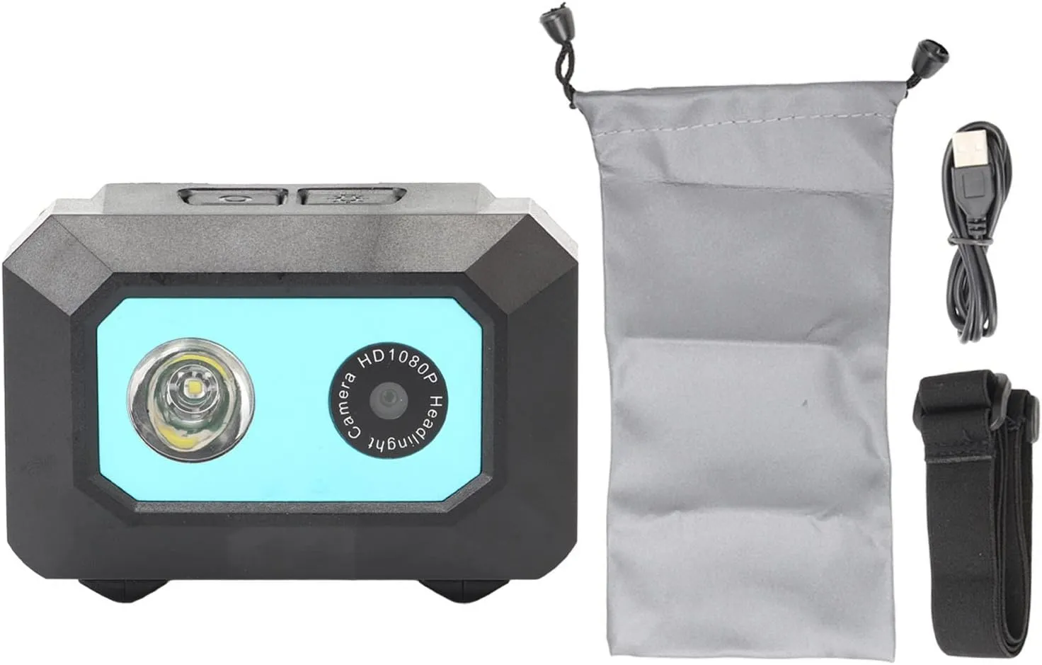 1080P Sports Camera, Head Mounted Action Camera with LED Headlight, Hands Non Wearable Body Camera, Video Camcorder with Elastic Headband, SOS Mode, for Outdoor