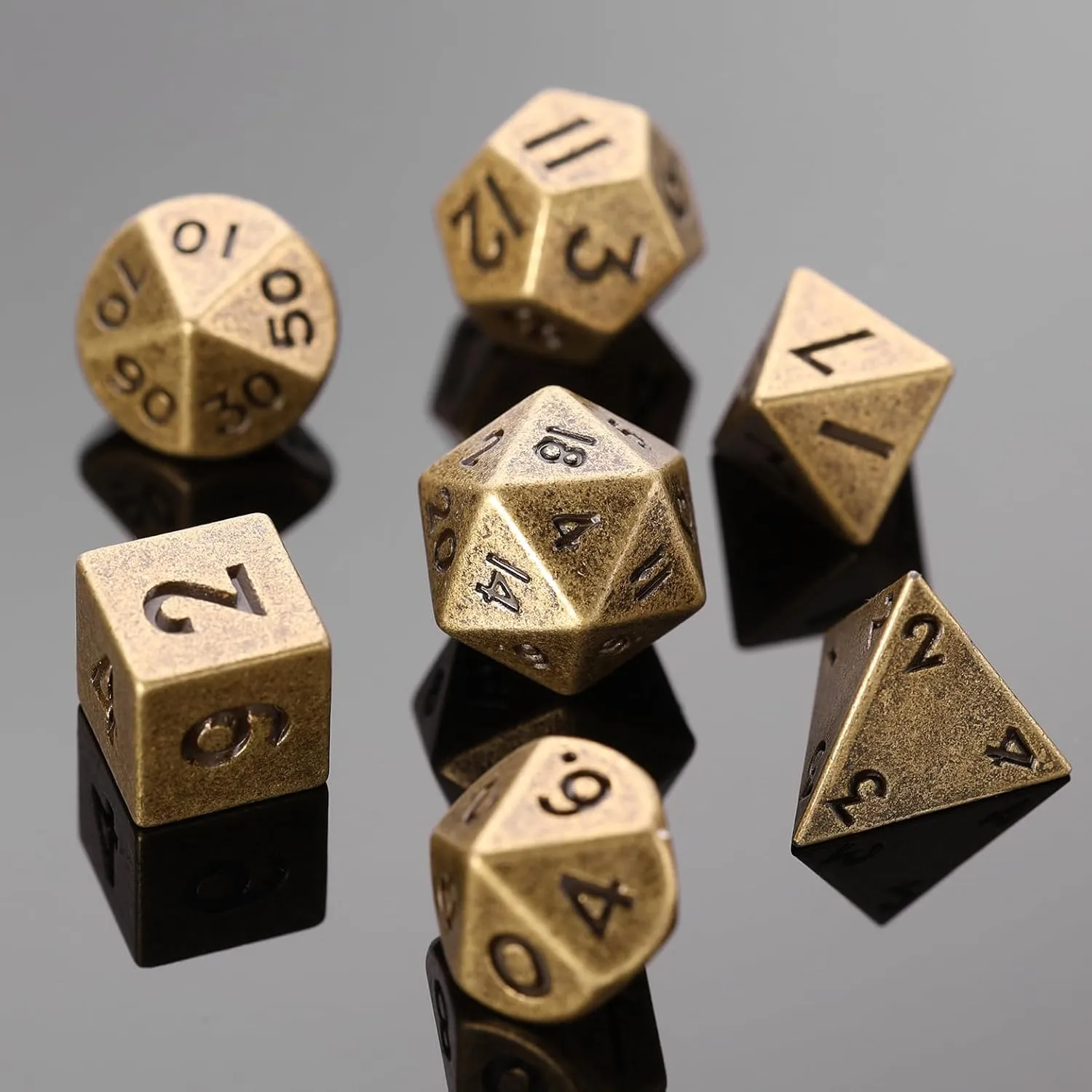 10mm Mini DND Metal Dice Set,3 Sets Antique Copper D&D Dice Set-Micro Polyhedral Dice Set,Perfect in Clear Display Tube for DND Dungeons and Dragons MTG RPG Tabletop Role Playing Games