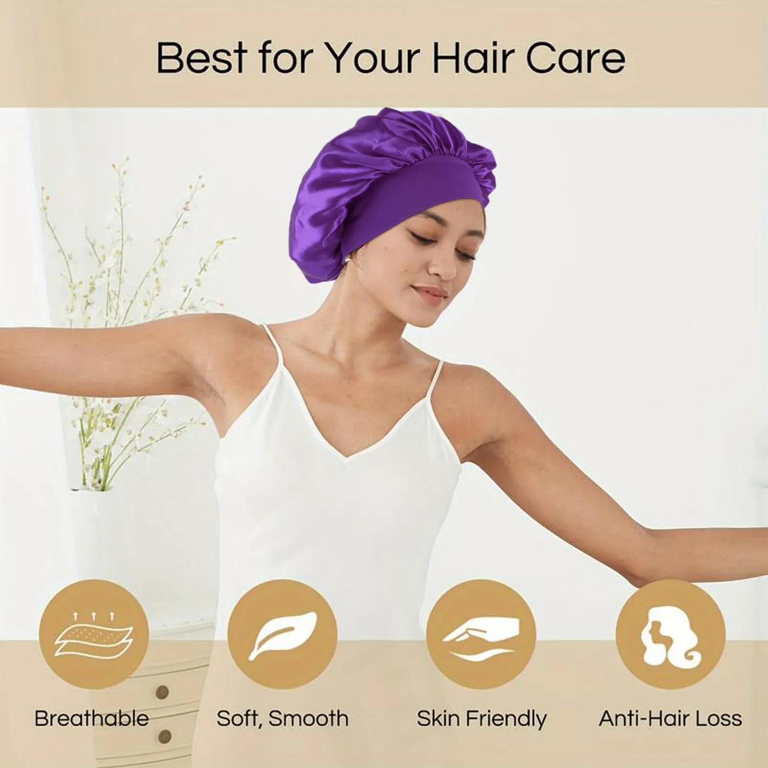 12 Pieces Silk Bonnet for Women Curly Hair Satin Bonnet Hair Wrap for Sleeping Cap with Tie Band (Multicoloured1)