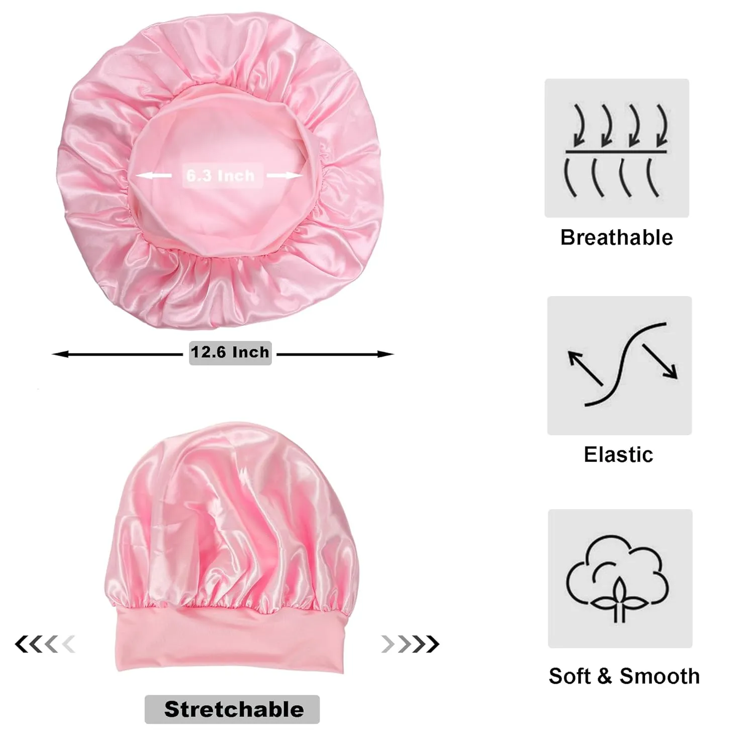 12 Pieces Silk Bonnet for Women Curly Hair Satin Bonnet Hair Wrap for Sleeping Cap with Tie Band (Multicoloured1)