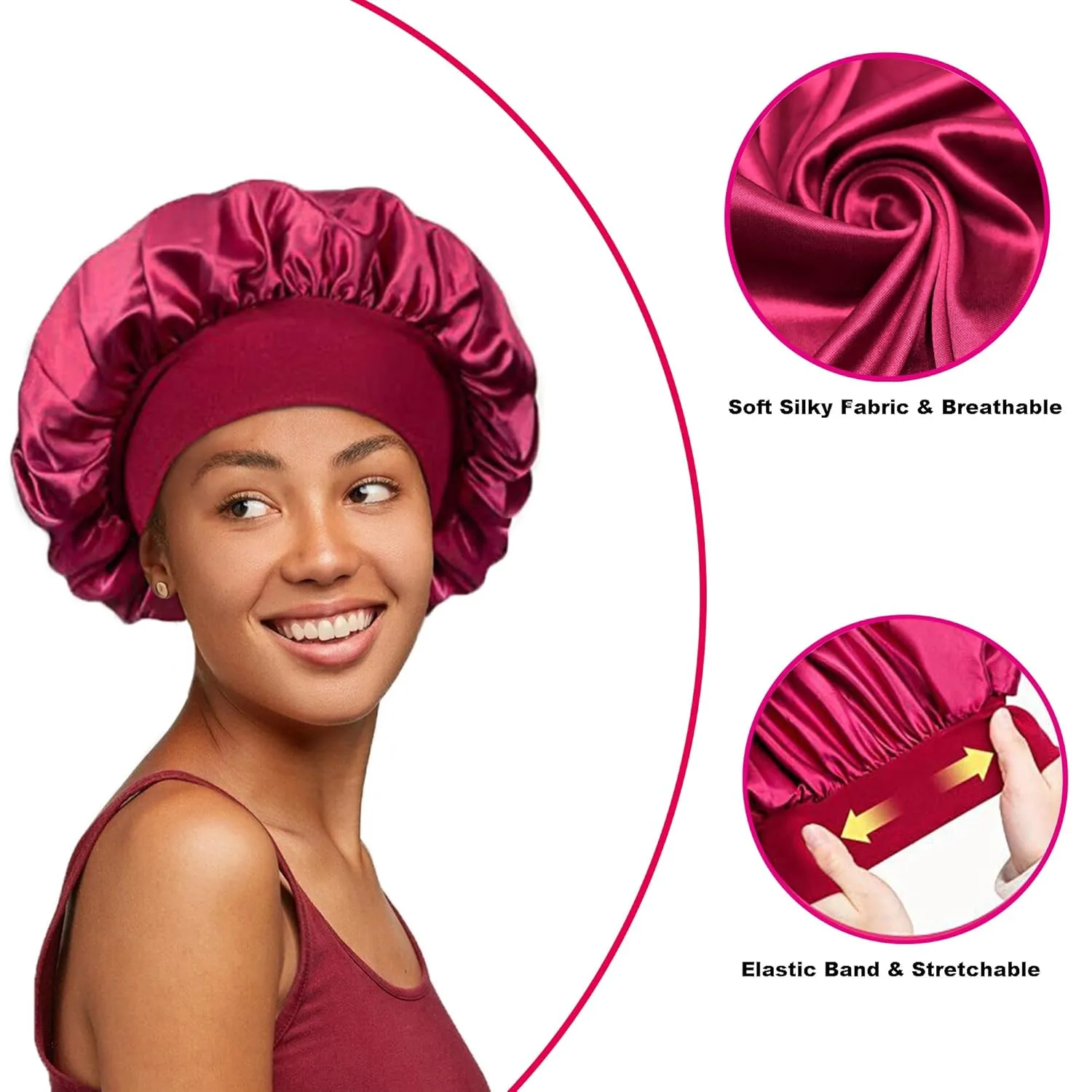 12 Pieces Silk Bonnet for Women Curly Hair Satin Bonnet Hair Wrap for Sleeping Cap with Tie Band (Multicoloured1)