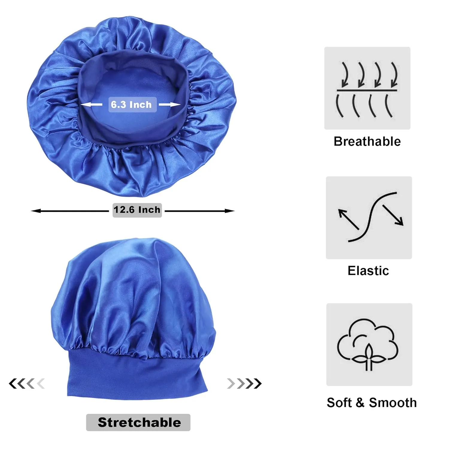 12 Pieces Silk Bonnet for Women Curly Hair Satin Bonnet Hair Wrap for Sleeping Cap with Tie Band (Multicoloured2)