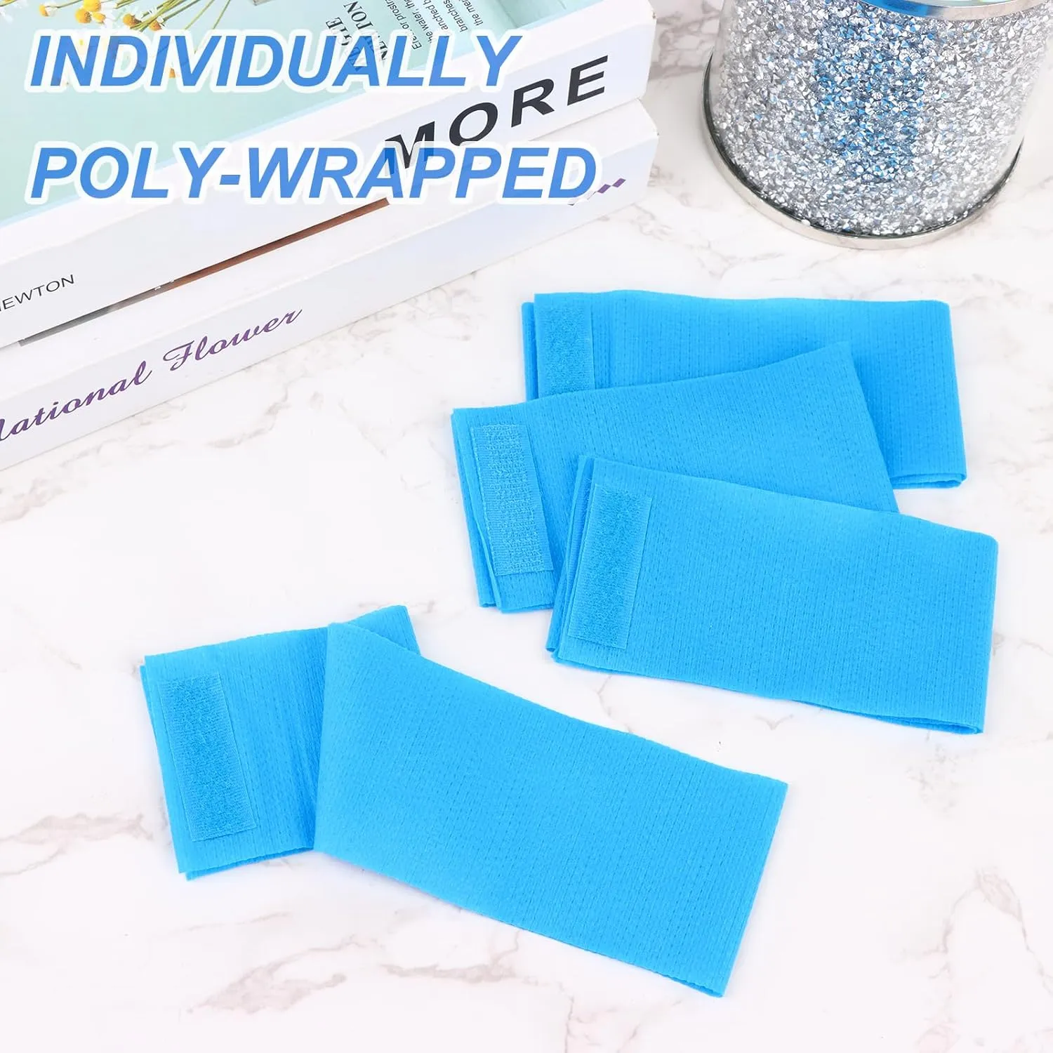 128 Pieces Disposable Spa Facial Headbands Stretch Non-Woven Facial Headband Soft Skin Care Hair Band with Convenient Closure for Women Girls Salons Esthetician Supplies, Blue Large