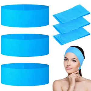 128 Pieces Disposable Spa Facial Headbands Stretch Non-Woven Facial Headband Soft Skin Care Hair Band with Convenient Closure for Women Girls Salons Esthetician Supplies, Blue Large