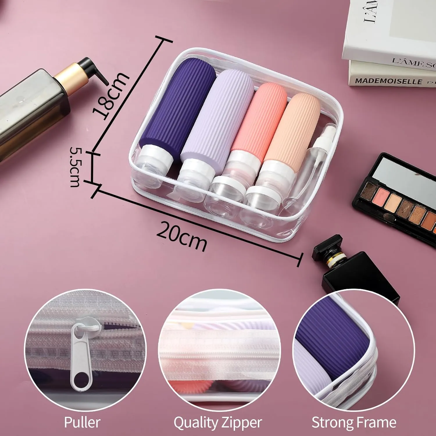 16 Pack Travel Bottles for Toiletries, Large 6oz Silicone Travel Containers jar for Toiletries, Leak Proof Refillable Liquid Shampoo And Conditioner Travel Essentials toiletry Bottles