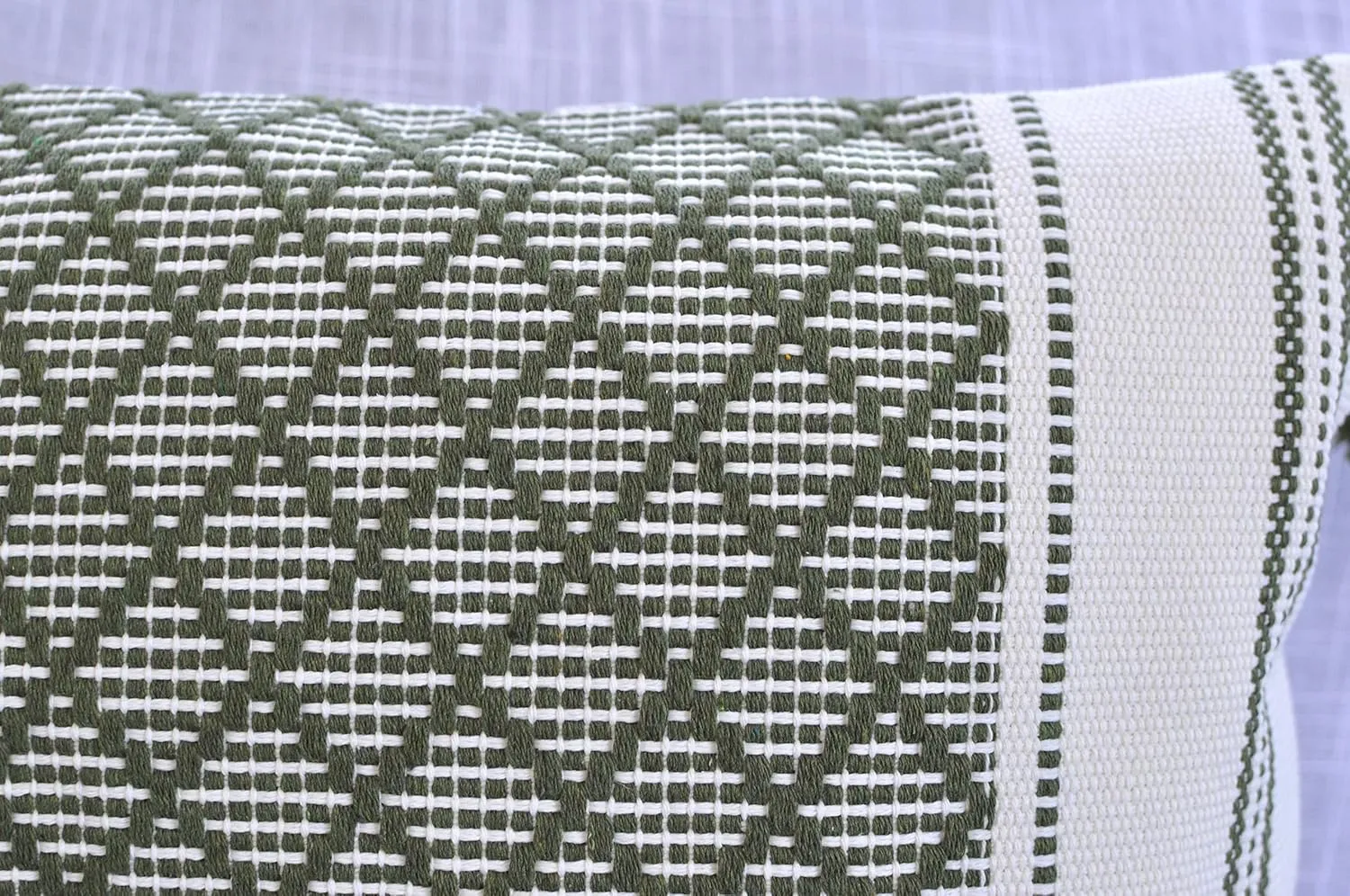 16x16 inch Boho Pillow Covers Indoor/Outdoor Olive Green - Set of 2 / Decorative Checkered Geometric Cushion Covers/Farmhouse Designer Woven Pillowcases/Modern Accent Cushion Covers