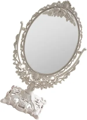 1Pc Unique Vintage Relief Decor Makeup Mirror Desktop Vanity Mirror for Retro Dual Sided Design for Home Travel Use Present for Beauty Enthusiasts