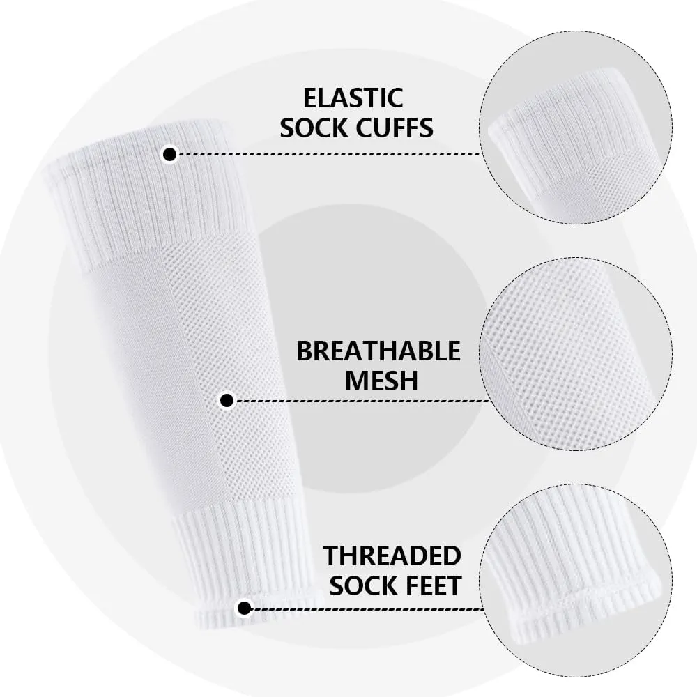 2 Pairs Mens Grip Soccer Socks, 2 Pairs Shin Sleeves with 1 Pack Shin Guards and 4 Shin Straps, Soccer Game Set 9 Pcs