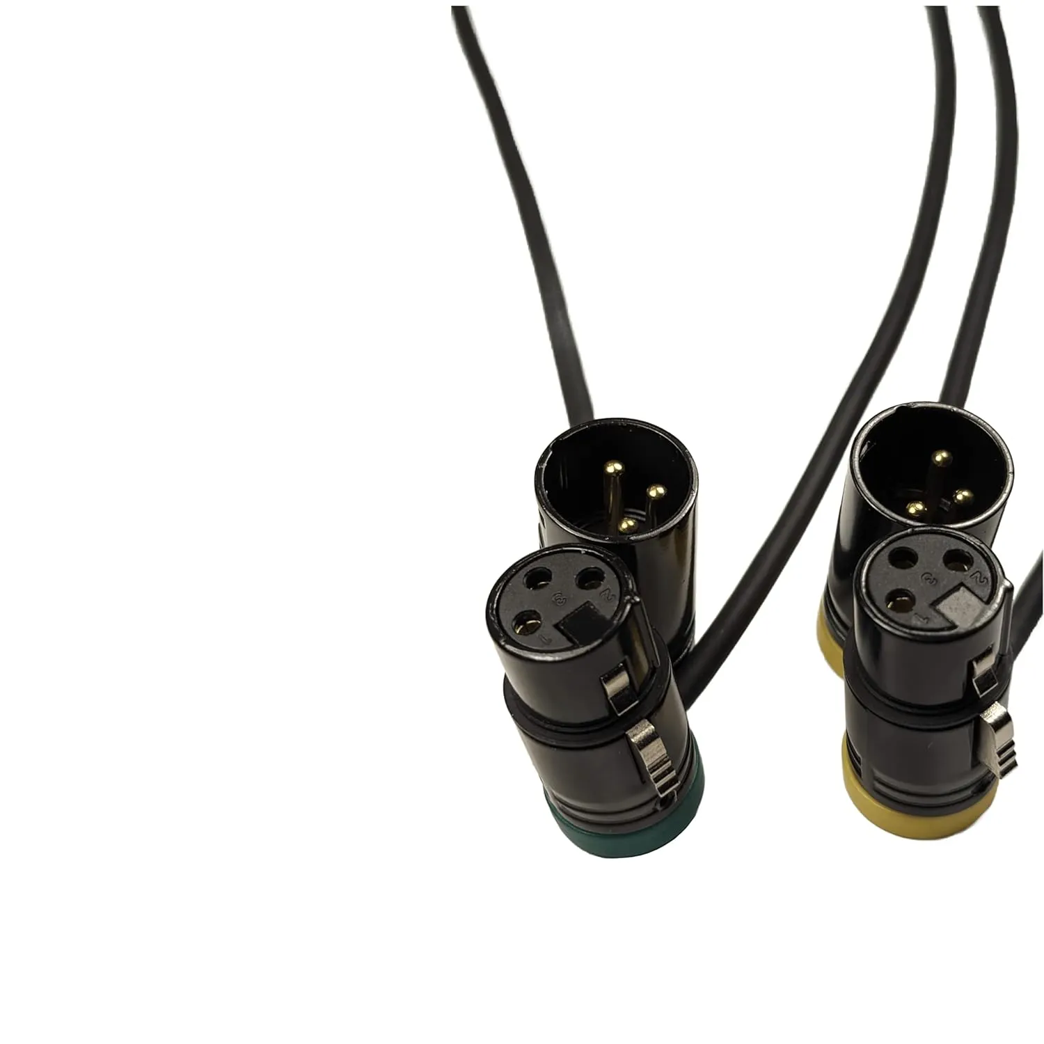 2-Pcs Low-Profile 3-Pin XLR Female to XLR Male Adjustable-Angle Cable for Sound Devices 302, 552, 633, 688, 788T Mixer, Zaxcom, Zoom F8 Recorder and More, Yellow and Green