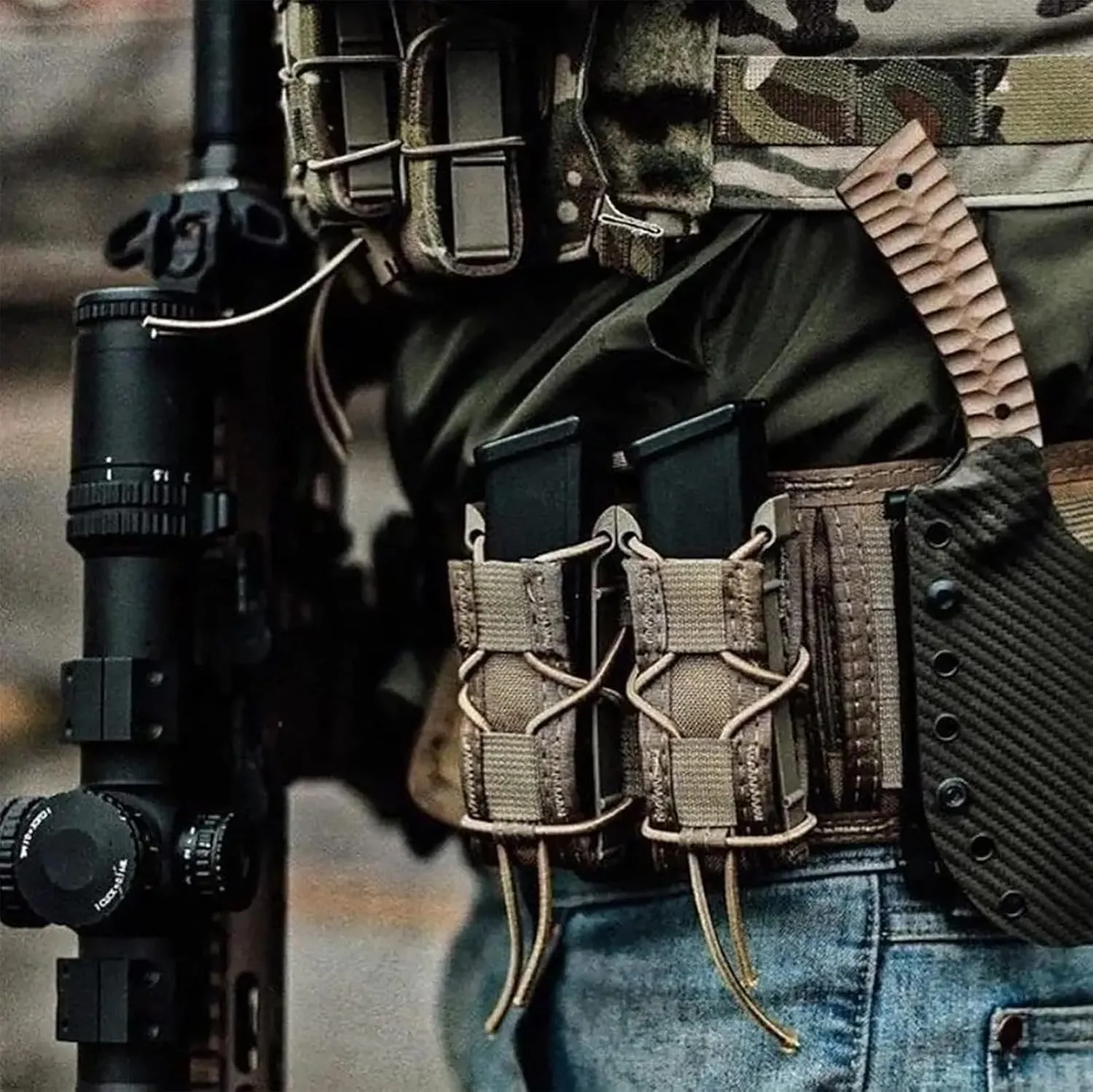2 Pcs Molle Tactical Pistol Double Magazine Holster, Universal 9MM Mag Pouch, Tactical Belt Magazine Holder for 9mm/.40 Calibers 45acp Glock S&W M&P, Springfield 1911, Sig