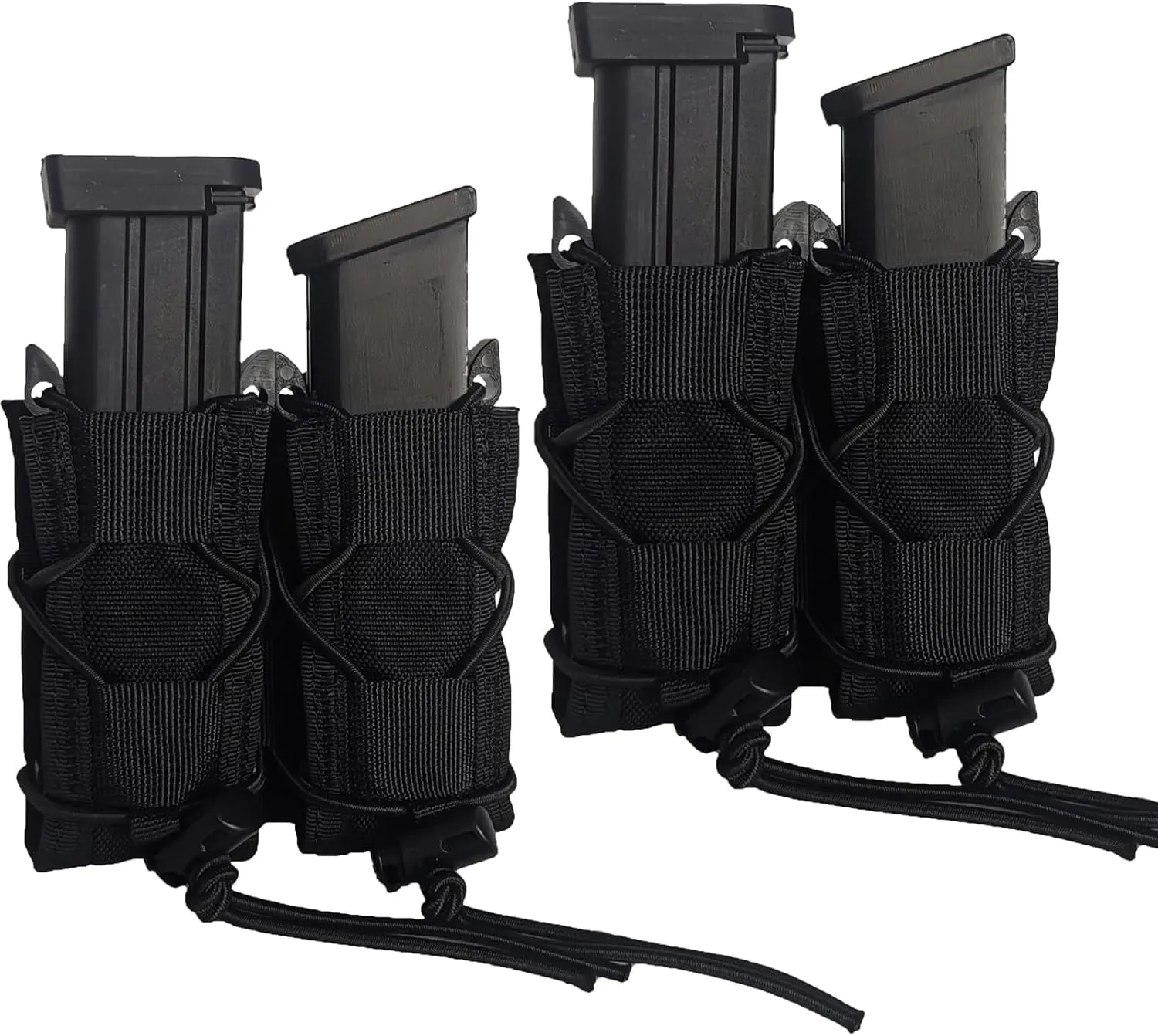 2 Pcs Molle Tactical Pistol Double Magazine Holster, Universal 9MM Mag Pouch, Tactical Belt Magazine Holder for 9mm/.40 Calibers 45acp Glock S&W M&P, Springfield 1911, Sig