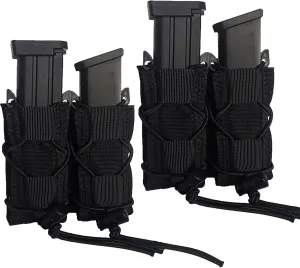2 Pcs Molle Tactical Pistol Double Magazine Holster, Universal 9MM Mag Pouch, Tactical Belt Magazine Holder for 9mm/.40 Calibers 45acp Glock S&W M&P, Springfield 1911, Sig