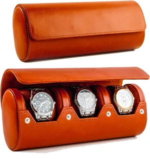 2 Watch Travel Case - Classic Leather Watch Case with Perfect Texture. Watch Carrying Case or Organizer for Storage and Display. Ideal Gift for Men Traveling, All Handmade by Artisans