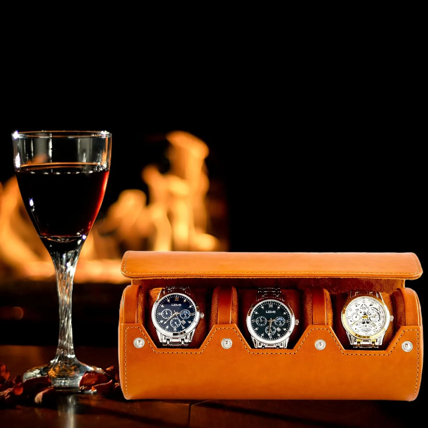 2 Watch Travel Case - Classic Leather Watch Case with Perfect Texture. Watch Carrying Case or Organizer for Storage and Display. Ideal Gift for Men Traveling, All Handmade by Artisans