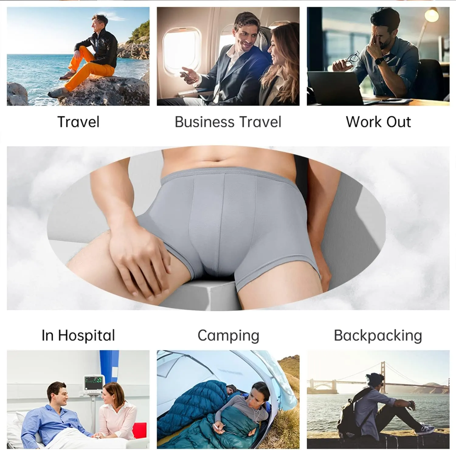 20/5 Packs Mens Disposable 100% Cotton Underwear Boxers Portable Shorts for Travel Fitness Swimming Hotel Spa Hospital Stays
