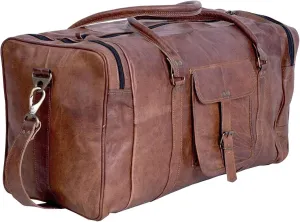 21 Inch Vintage Leather Duffel Travel Gym Sports Overnight Weekend Duffle Bags for men and women