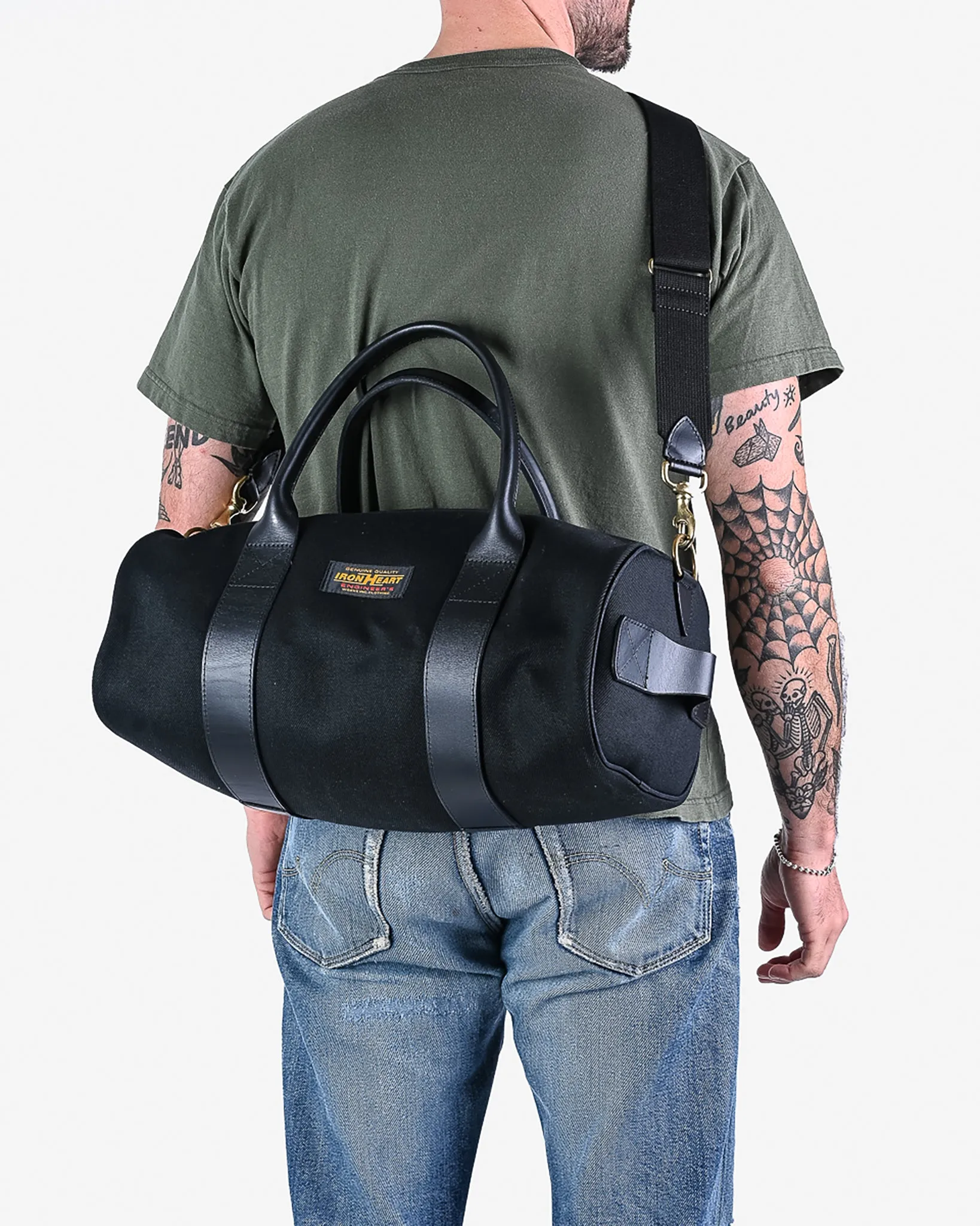 21oz Denim and Buttero Leather Holdall - Superblack