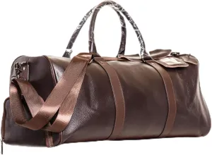 21" Genuine Ostrich Grained Leather Brown Duffle bag | Travel, Sports and Gym Friendly | Weekend Overnight Duffel Bags ideal for Men & Women - Handcrafted with Ostrich Grain Leathers | Carry On Bag