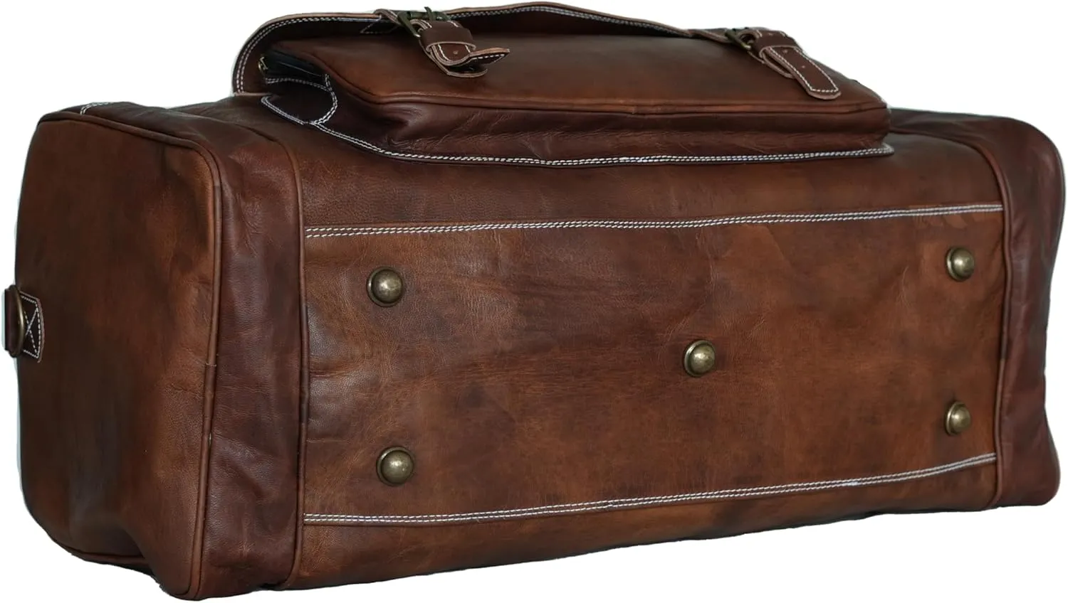 28 inch Duffel Bags for Men, Holdall Leather Travel Bag Overnight Gym Sports Weekender Overnight Carryon Hand Bag, Brown