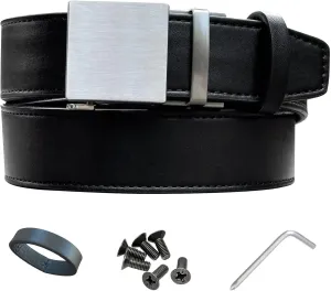 2ND AMEN Stealth CCW Black Leather Gun Belt for Men - 1.5" Concealed Carry EDC Belt with Stainless Steel Buckle