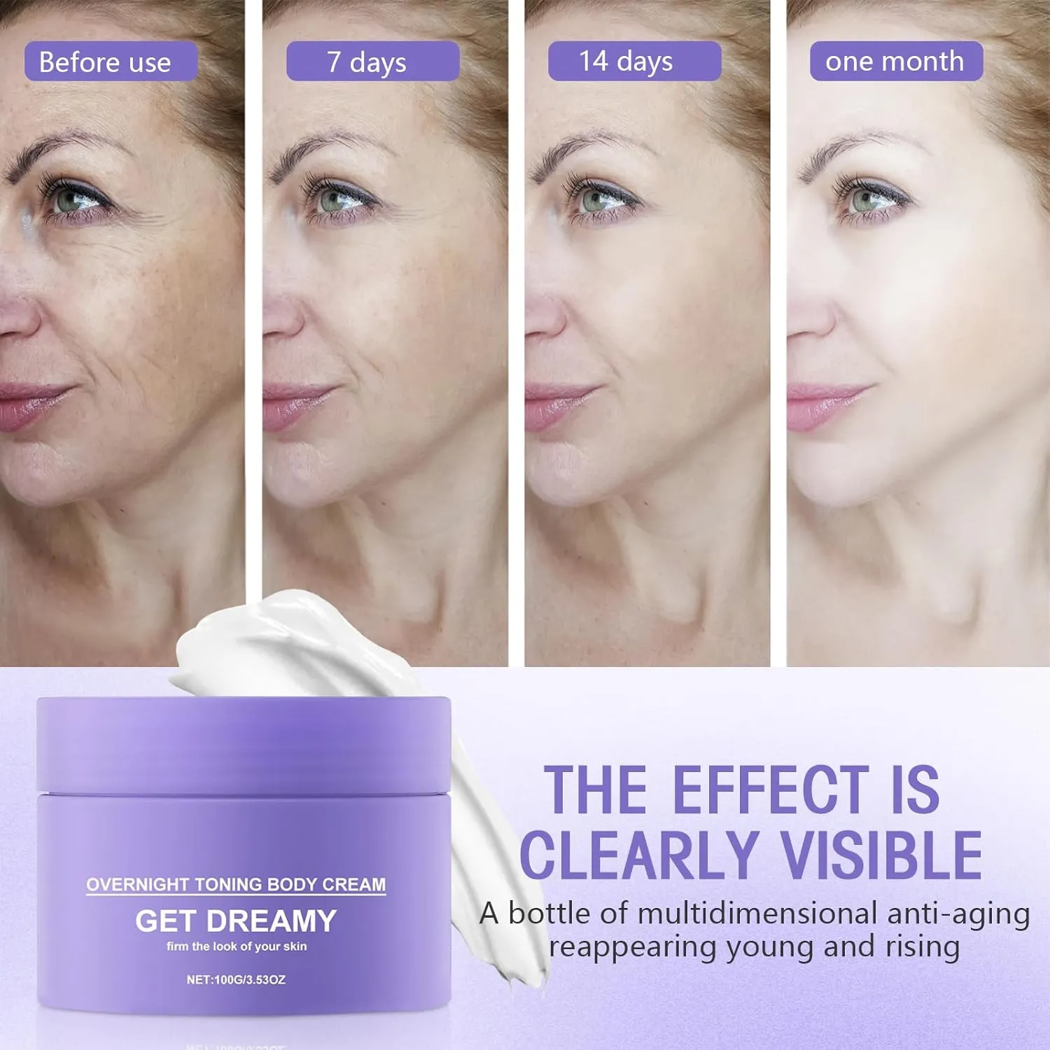 2PC Get Dreamy Overnight Toning Whip, Get Dreamy Body Firming Cream for Women, Moisturising & Anti-Wrinkle Firming, Improves Sagging Skin and Fine Lines