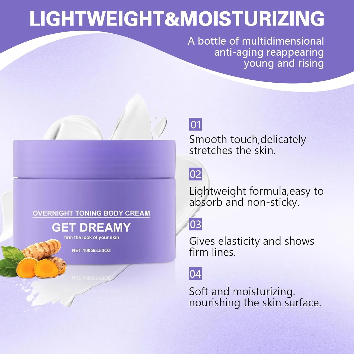 2PC Get Dreamy Overnight Toning Whip, Get Dreamy Body Firming Cream for Women, Moisturising & Anti-Wrinkle Firming, Improves Sagging Skin and Fine Lines