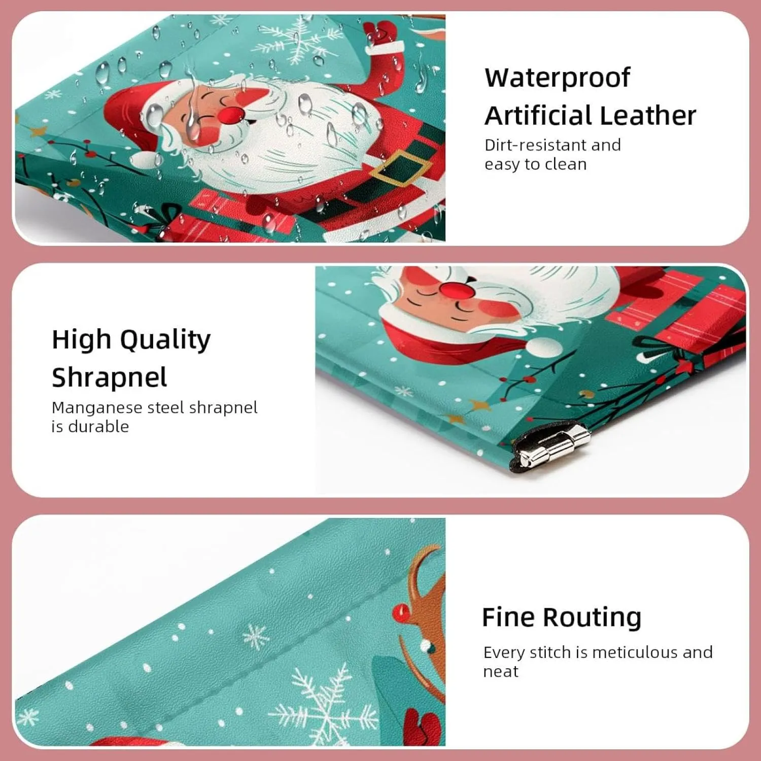 2Pcs Faux Leather Pocket Box, Small Makeup Pouch Purse, Mini Makeup Bag, Mini Travel Storage for Cosmetics, Christmas Santa Elk Cartoon