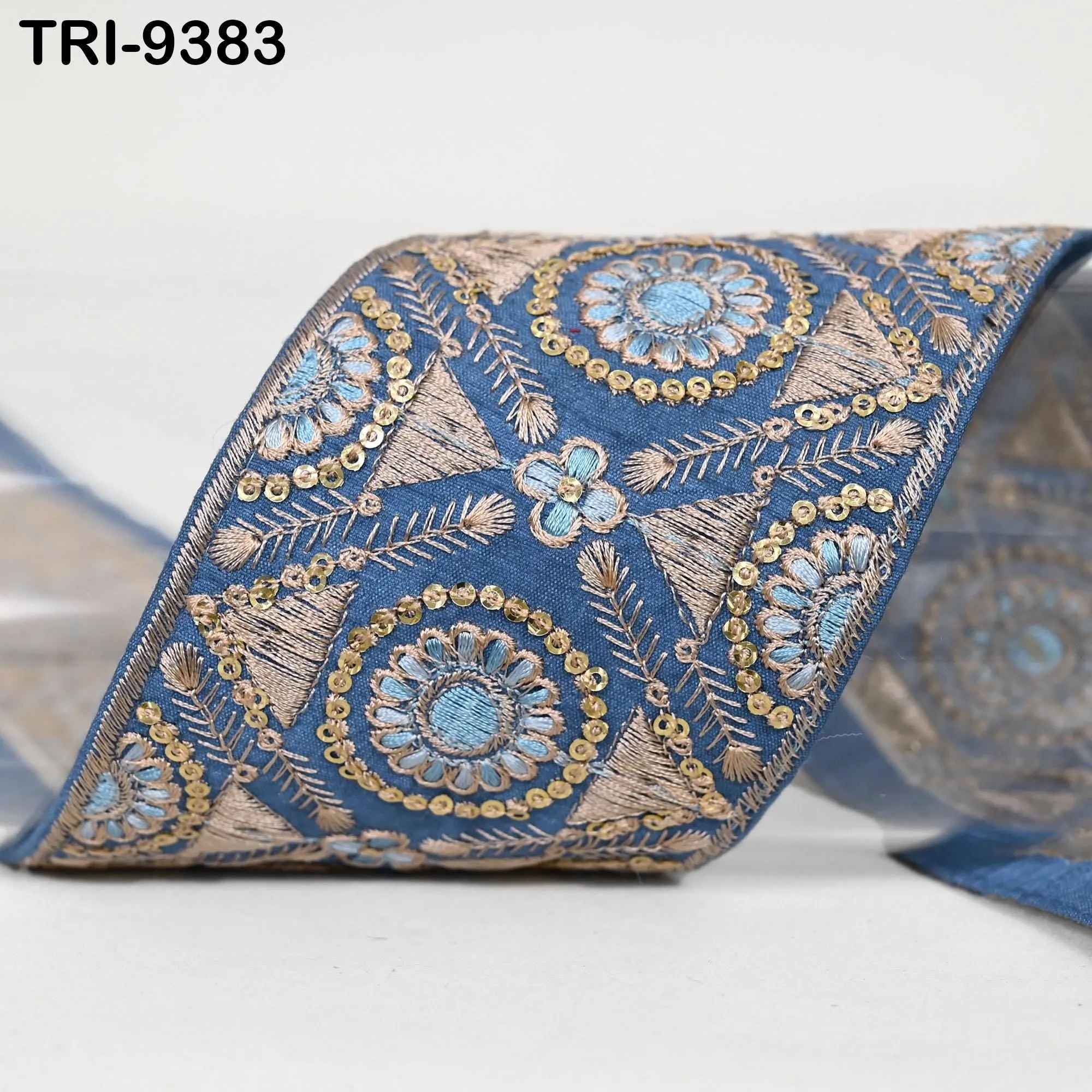 3 Yard 8cm Indian Trims Embroidered Decorative Fabric Laces Border Saree Ribbon Curtains Home Decor Sewing Crafting Junk Journals Costumes