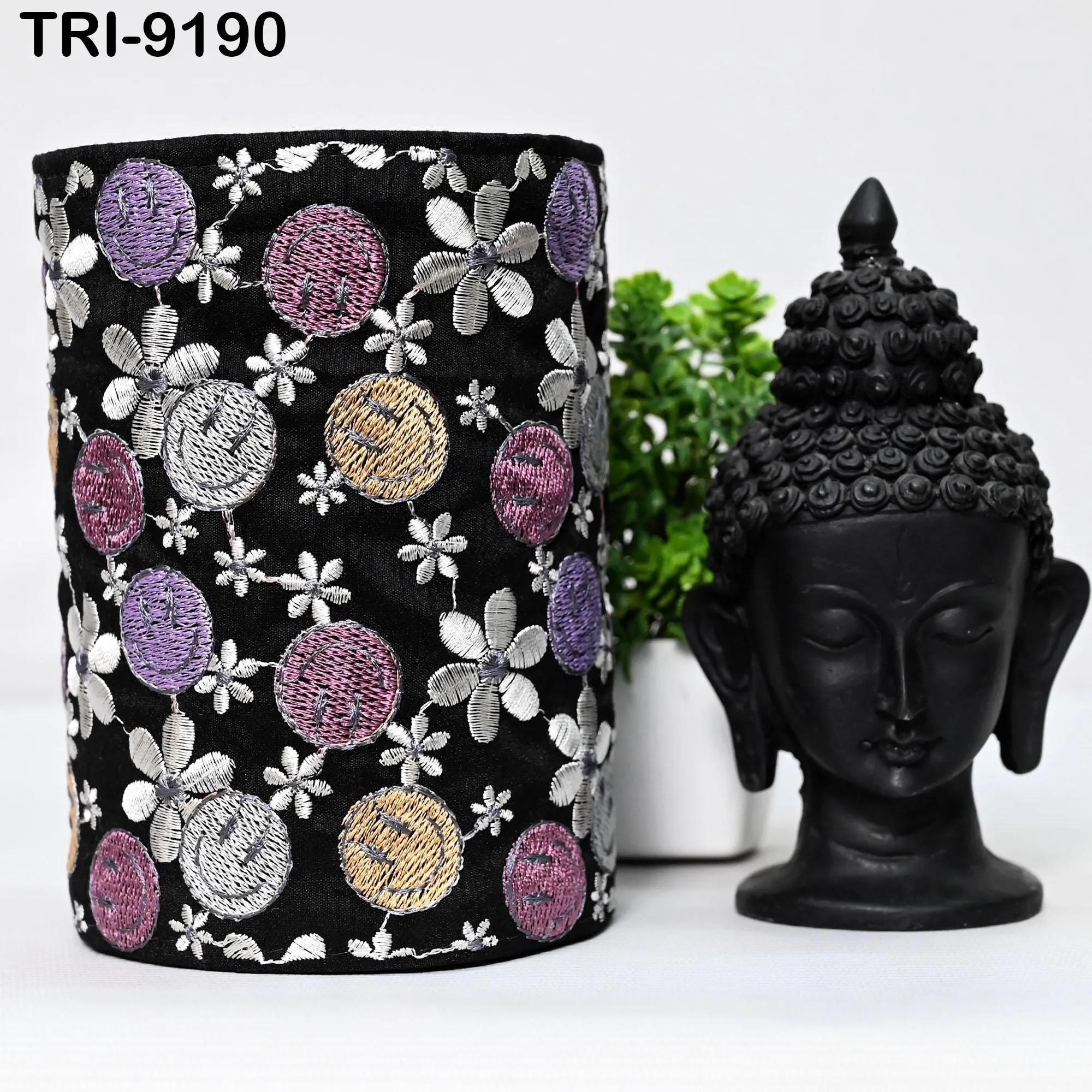 3 Yard Black Embroidery Ribbon 16cm Trims Embellishment Embroidered Saree Border Costumes DIY Crafting Sewing Beach Bag Tote Holidays Decor