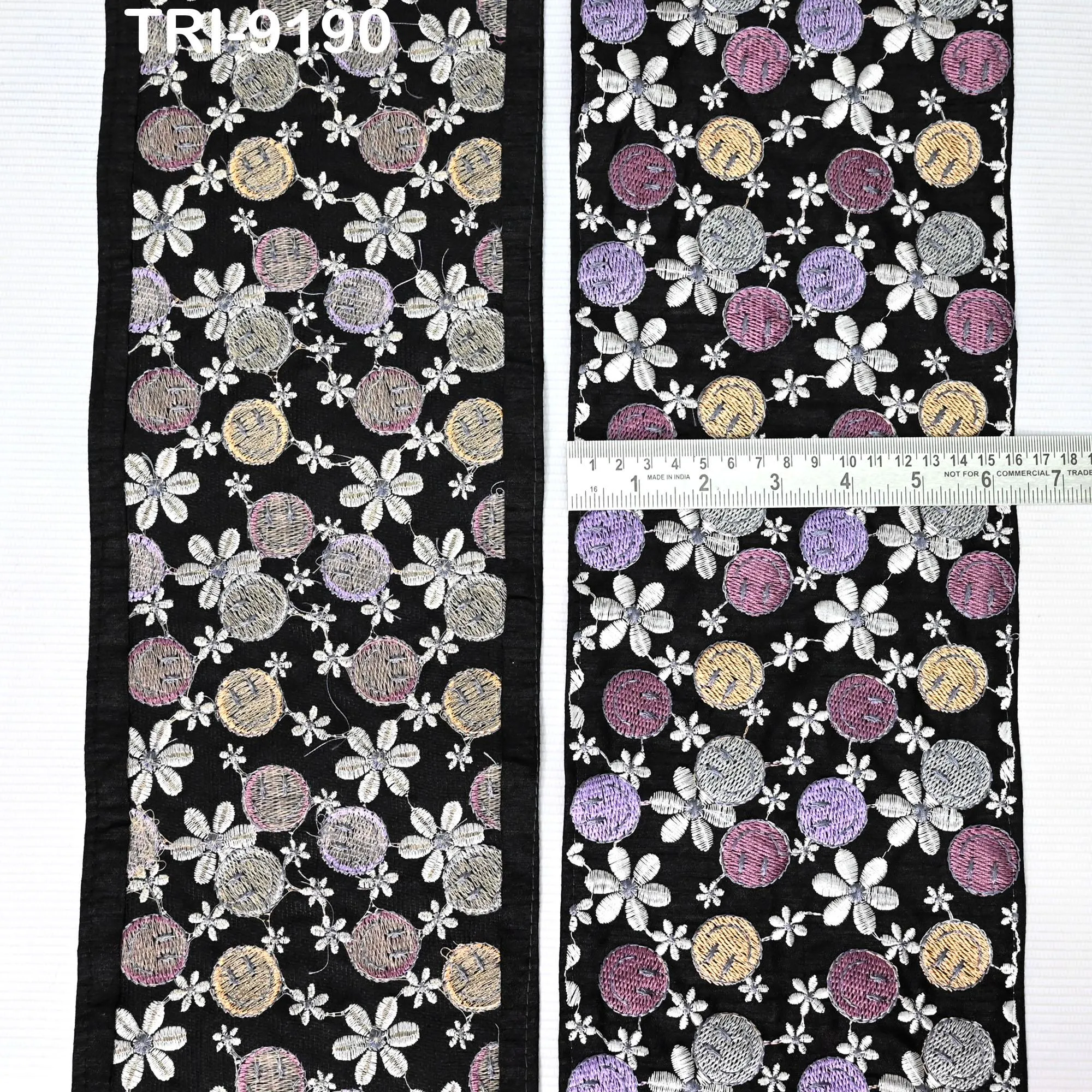 3 Yard Black Embroidery Ribbon 16cm Trims Embellishment Embroidered Saree Border Costumes DIY Crafting Sewing Beach Bag Tote Holidays Decor