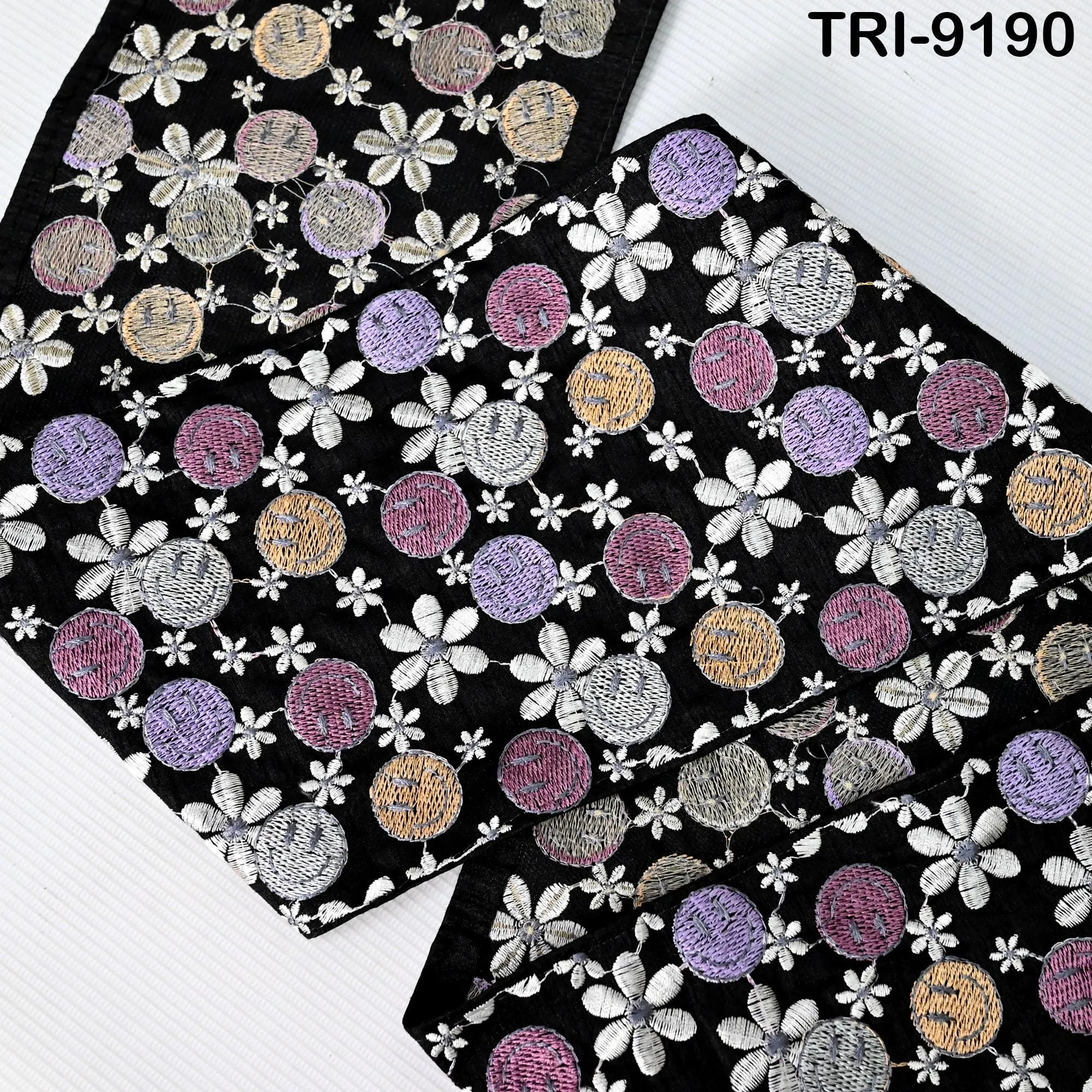 3 Yard Black Embroidery Ribbon 16cm Trims Embellishment Embroidered Saree Border Costumes DIY Crafting Sewing Beach Bag Tote Holidays Decor