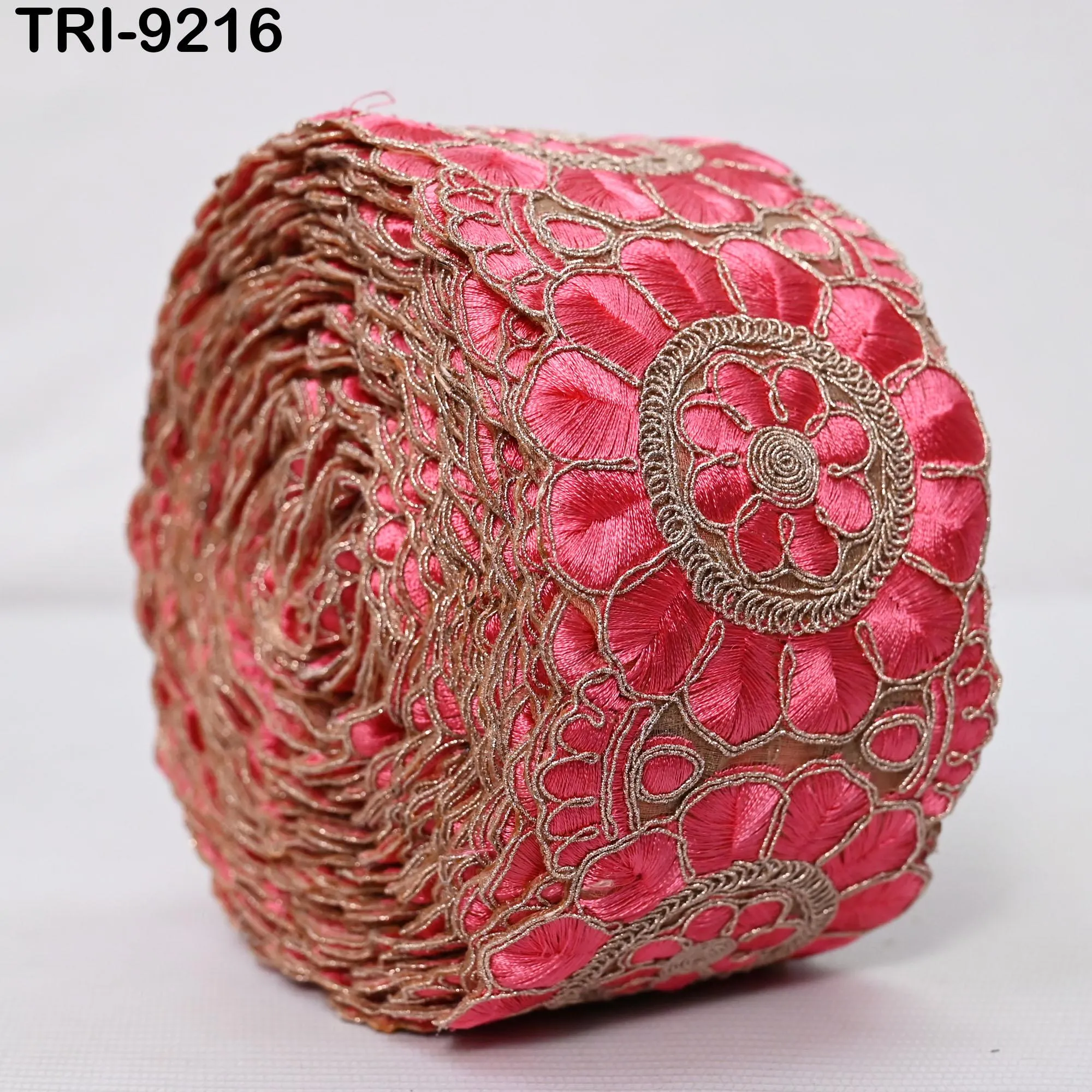 3 Yard Coral Red Indian Embroidery Trim 8cm Ribbon Embroidered Wedding Sari Border Saree  Sewing Crafting Wall Decor Curtains Beach Bags