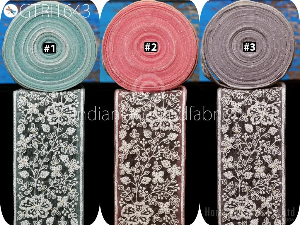 3 Yard  Embroidered Fabric 9 CM Trim Indian Sari Cushions DIY Crafting Wedding Saree Sewing Embroidery Dress Embellishment Costume Ribbon
