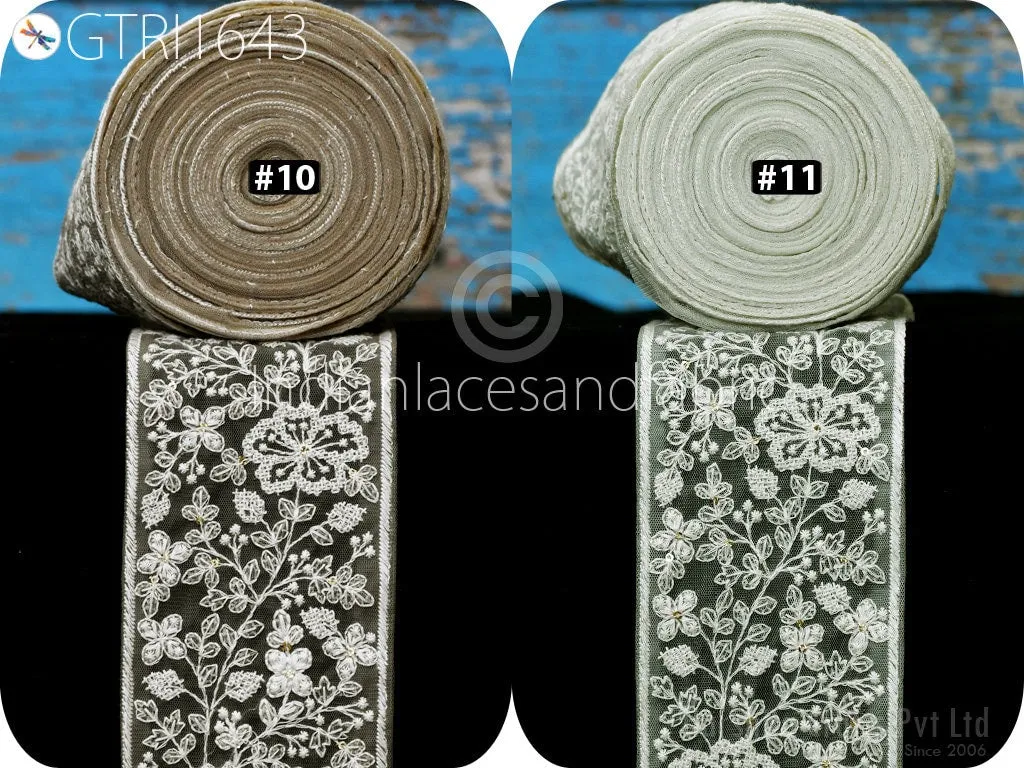 3 Yard  Embroidered Fabric 9 CM Trim Indian Sari Cushions DIY Crafting Wedding Saree Sewing Embroidery Dress Embellishment Costume Ribbon
