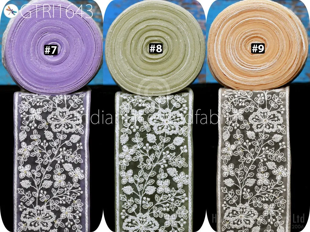 3 Yard  Embroidered Fabric 9 CM Trim Indian Sari Cushions DIY Crafting Wedding Saree Sewing Embroidery Dress Embellishment Costume Ribbon