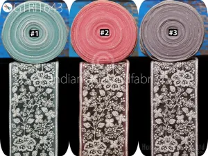 3 Yard  Embroidered Fabric 9 CM Trim Indian Sari Cushions DIY Crafting Wedding Saree Sewing Embroidery Dress Embellishment Costume Ribbon