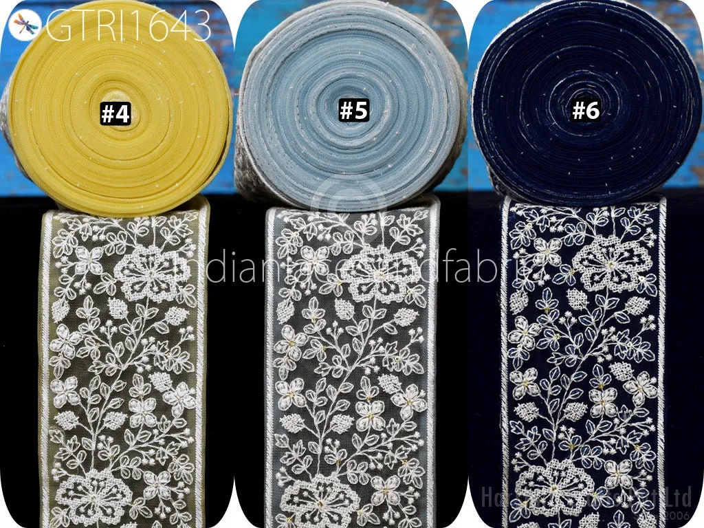 3 Yard  Embroidered Fabric 9 CM Trim Indian Sari Cushions DIY Crafting Wedding Saree Sewing Embroidery Dress Embellishment Costume Ribbon