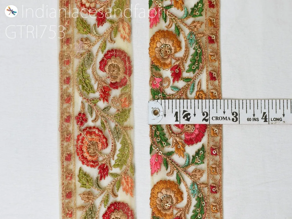 3 Yard Embroidery Fabric 65mm Trim Decorative Embroidered Saree Ribbon Embellishments DIY Crafting Sewing Indian Sari Border Home Decor Bags