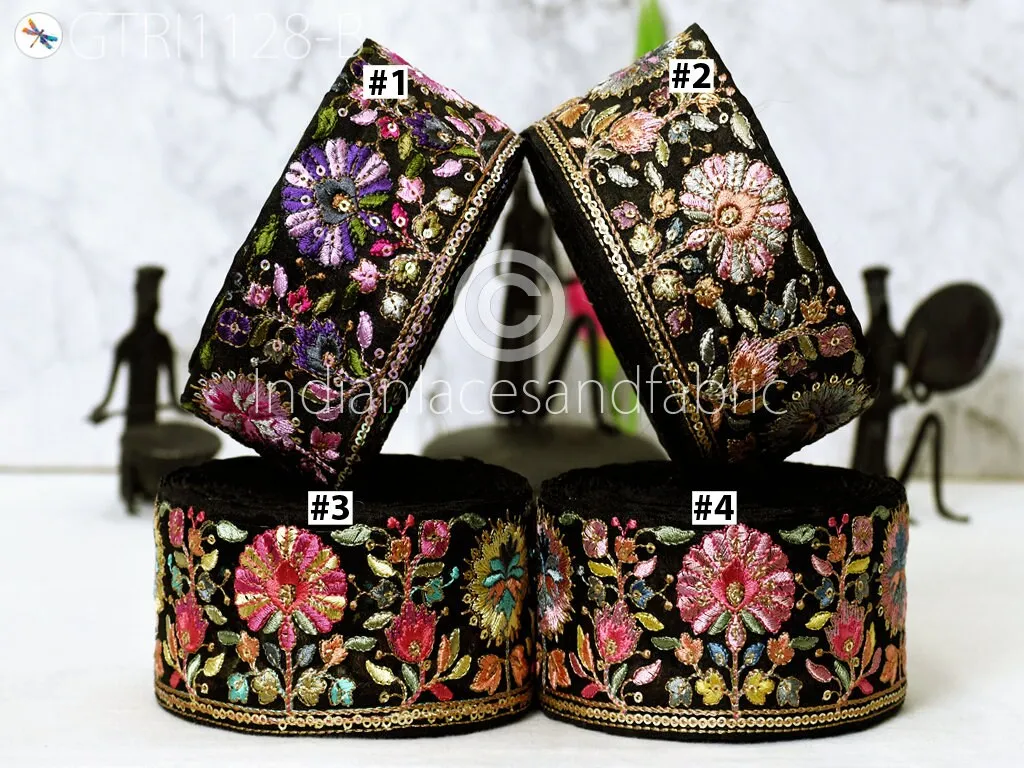 3 Yard Embroidery Fabric 6cm Trim Indian Embellishment DIY Crafting Sewing Saree Sari Border Embroidered Ribbon Dresses Costumes Home Decor